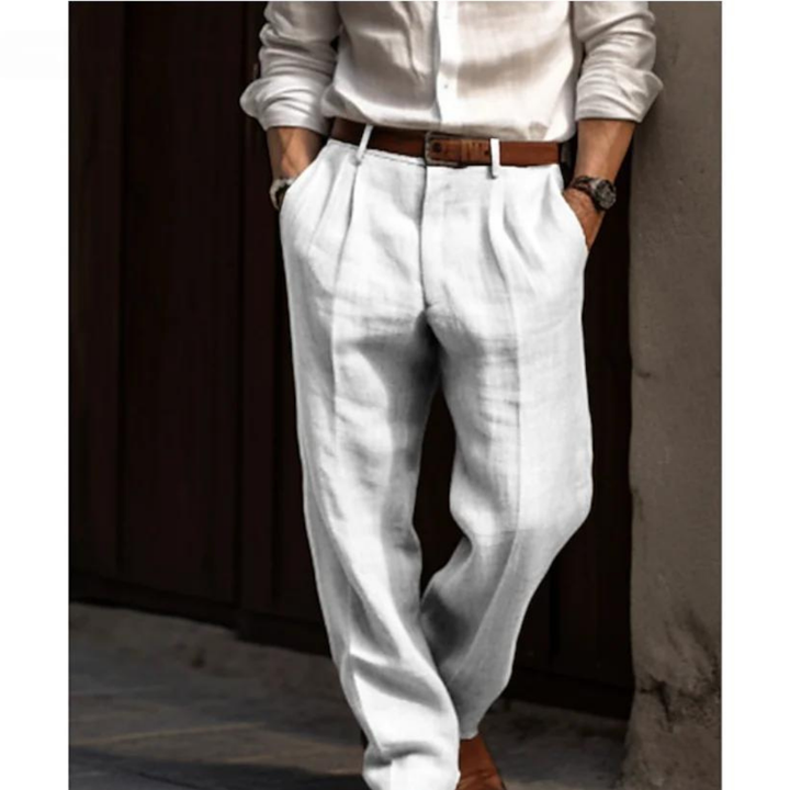 Pantalon lin femme, coupe décontractée, élégant et respirant.  Parfait pour l'été.