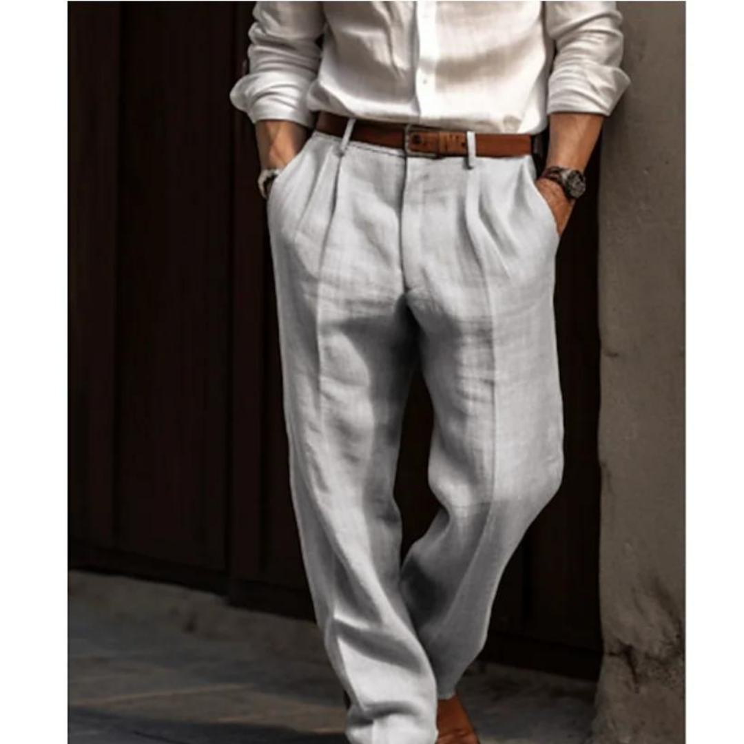 Pantalon lin femme, coupe décontractée, élégant et respirant.  Parfait pour l'été.