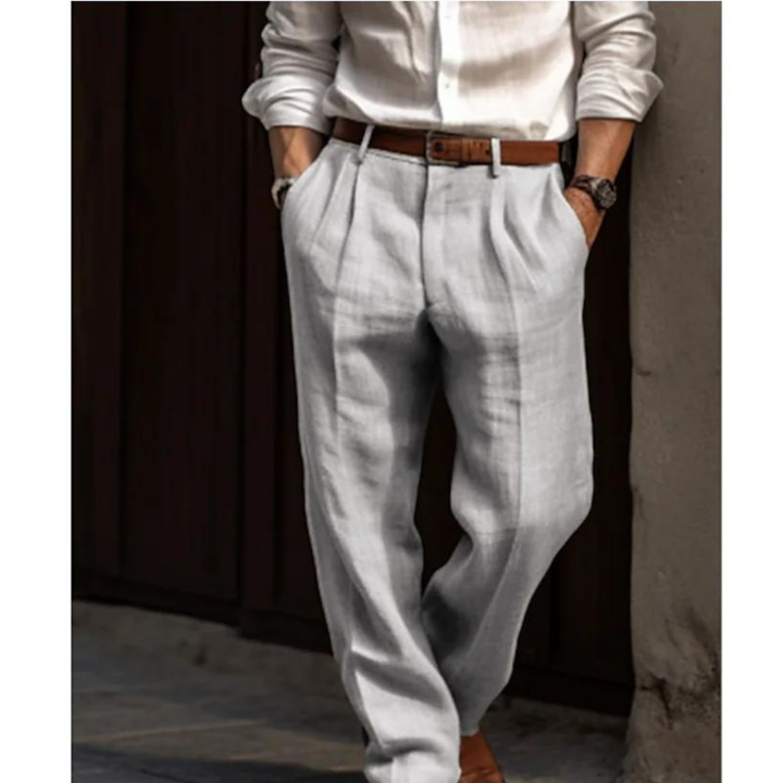 Pantalon lin femme, coupe décontractée, élégant et respirant.  Parfait pour l'été.