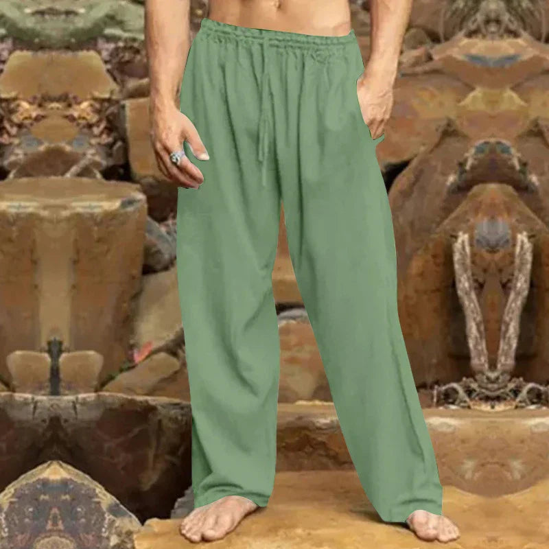 Pantalon lin homme, coupe ajustée, tissu respirant, confort et style.