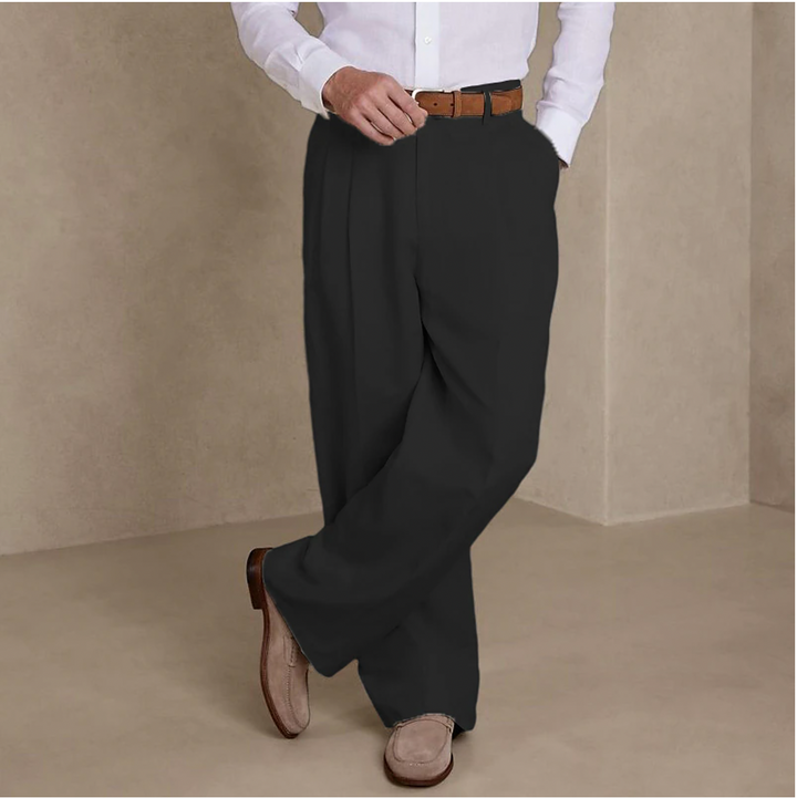 Pantalon lin homme, coupe décontractée élégante.  Tissu léger et respirant, idéal été.
