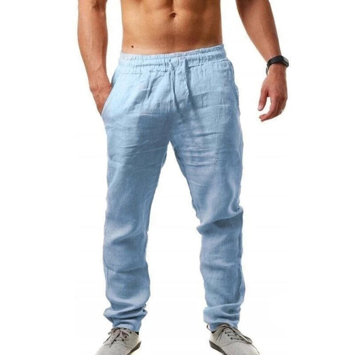 Pantalon lin homme été, coupe élégante et légère. Idéal pour les journées chaudes.