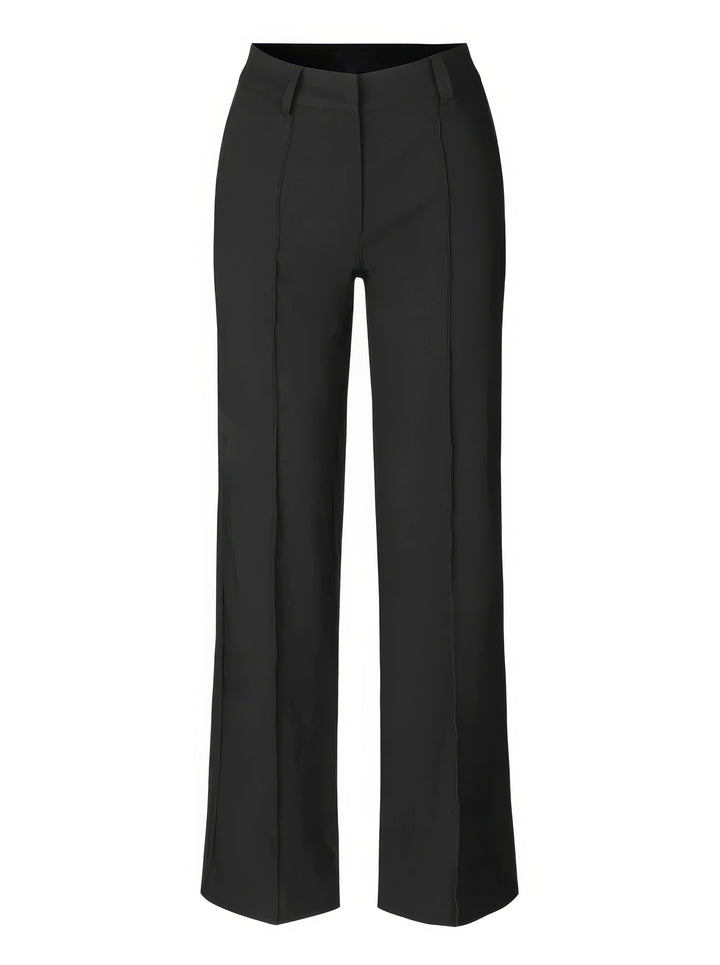 Vue arrière du pantalon femme taille haute droit. Silhouette élégante et fluide pour un confort maximal.