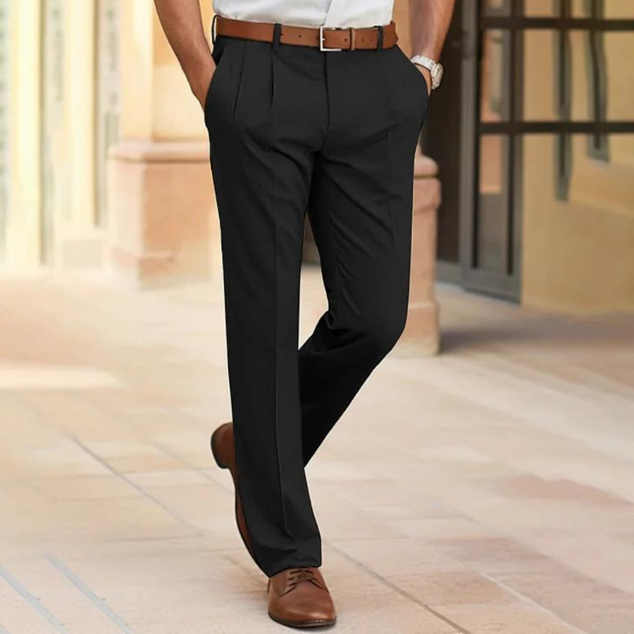 "Pantalons élégants homme, coupe moderne, tissu haute qualité, couleurs variées: bleu, noir, marron, beige, gris."