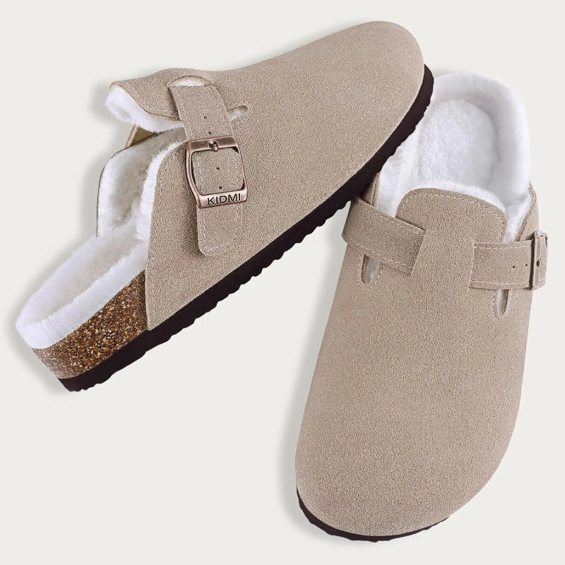 Mules Boston en daim pour homme, fourrure intérieure pour un confort et une chaleur optimale.
