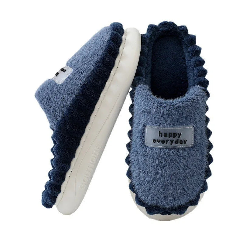 Pantoufles unisexes en peluche douce, coordonnées, idéales pour garder les pieds au chaud et confortables.