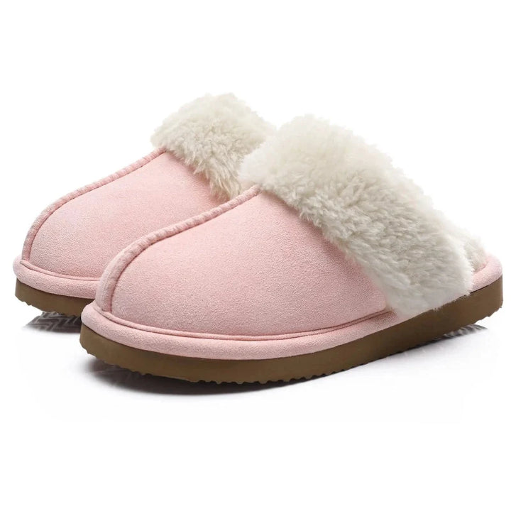 Chaussons unisexe antidérapantes en suédine, fourrées pour un confort douillet durant l'hiver.