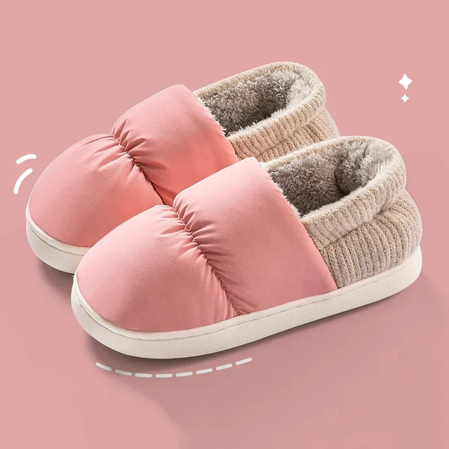 Chaussons d'intérieur unisexe en peluche, ultra doux et chauds, essentiels pour l'hiver à la maison.