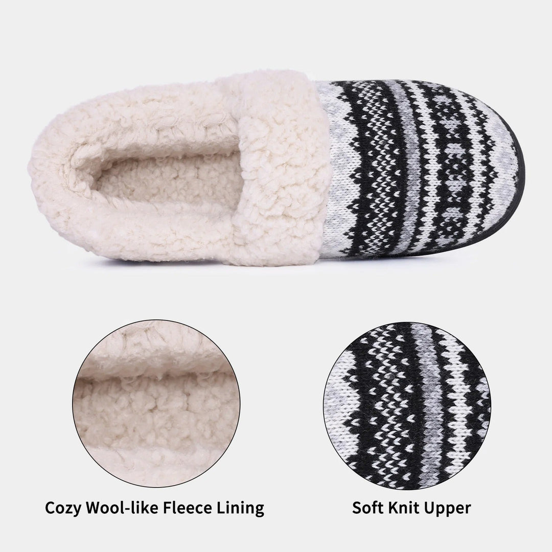 Chaussons d'intérieur chauds et confortables, en tricot et peluche, idéaux pour l'hiver.