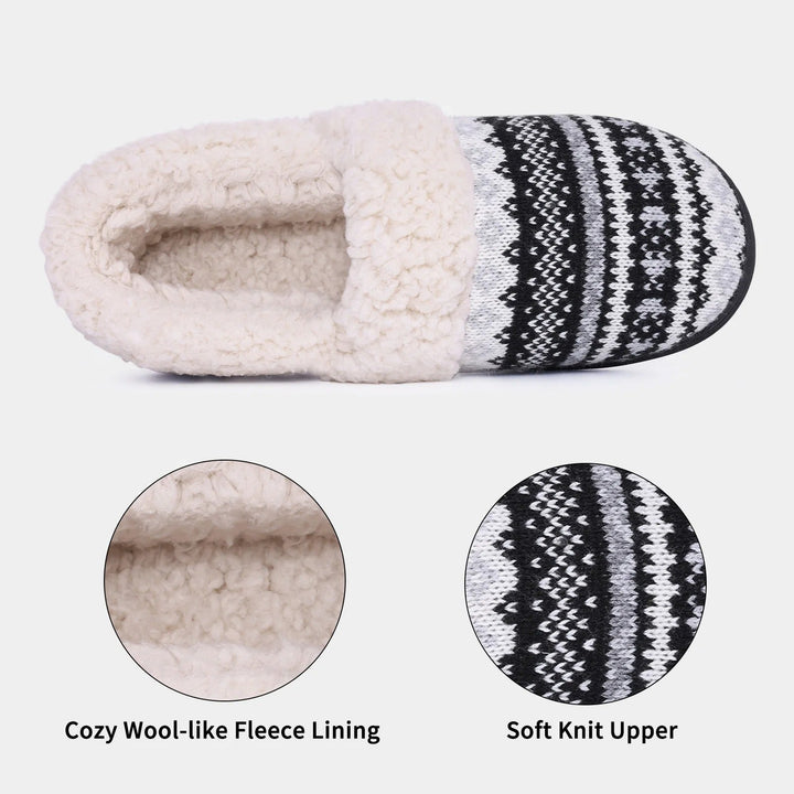Chaussons d'intérieur chauds et confortables, en tricot et peluche, idéaux pour l'hiver.