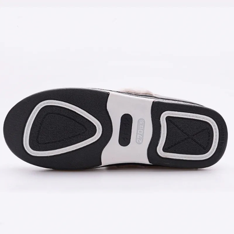 Pantoufles chaudes et douces unisexe anti-froid, en cuir PU durable, pour un confort optimal en hiver.