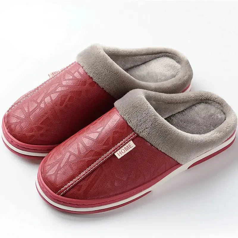 Chaussons anti-froid en cuir PU, imperméables et antidérapants, offrant une chaleur et un confort supérieur.