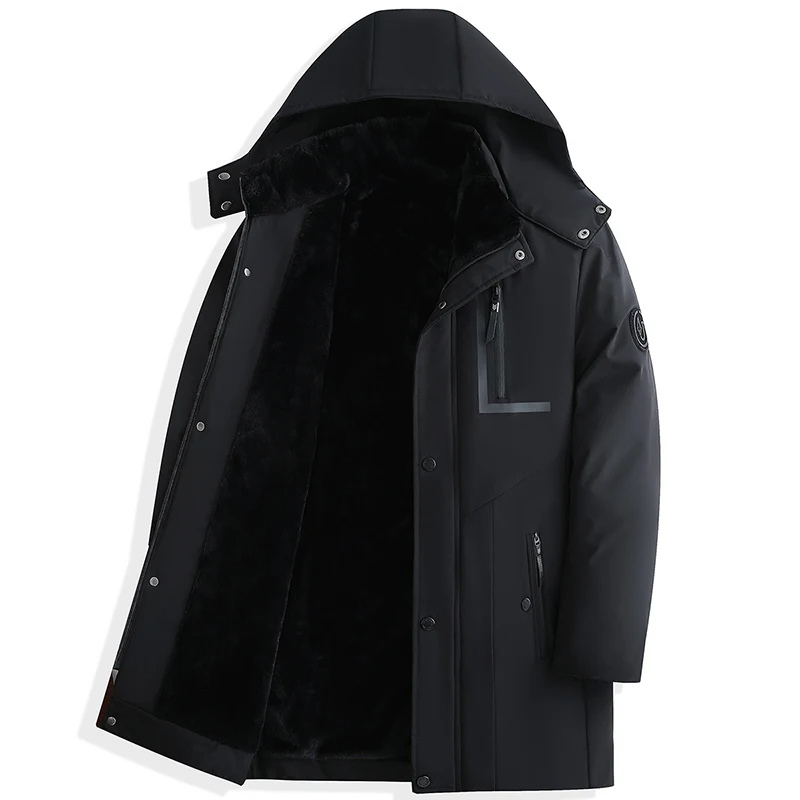 Parka homme hiver, chaude, capuche amovible.  Modèle bleu foncé.