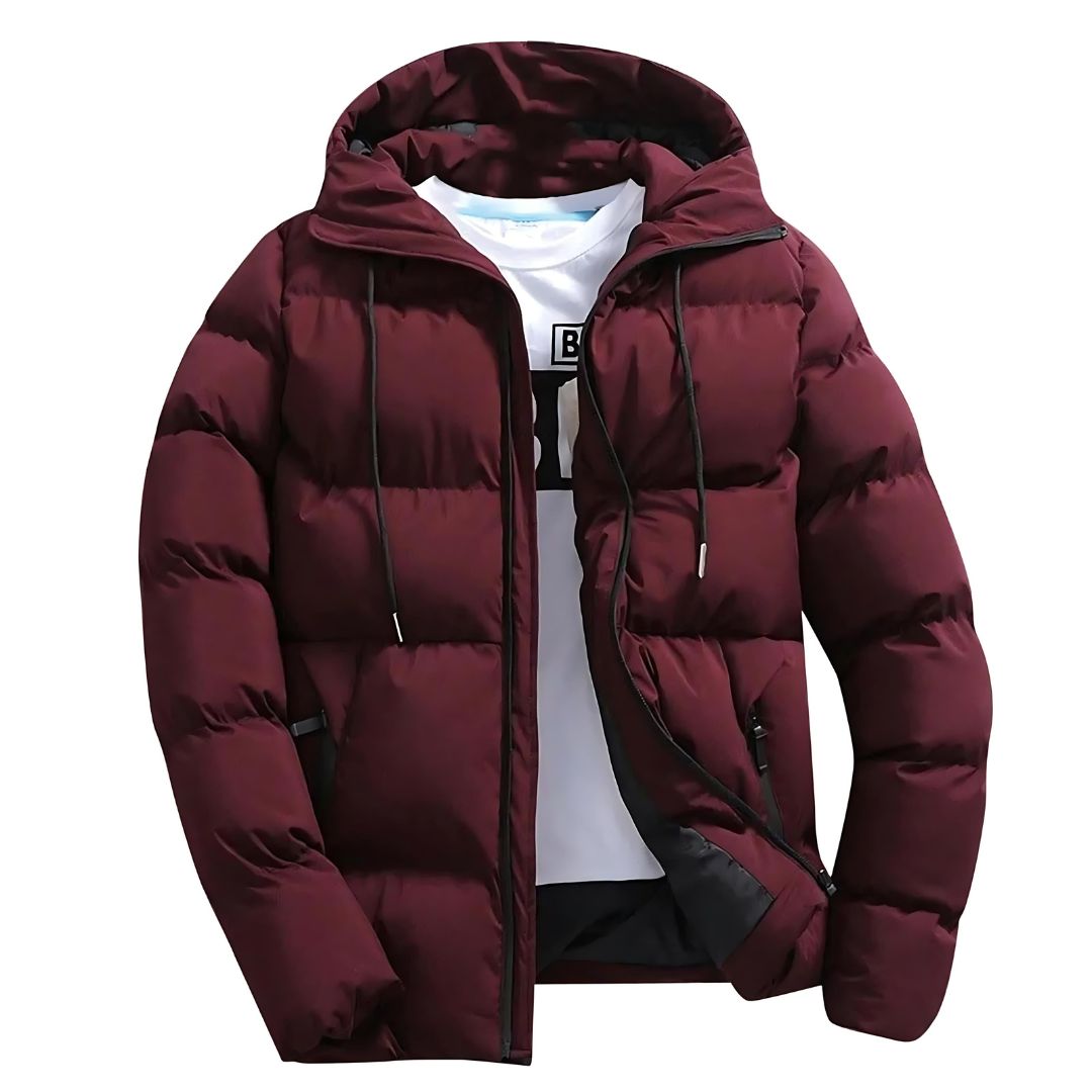 Parka homme mode masculine avec capuche amovible, offrant confort et protection élégante pour l'extérieur.