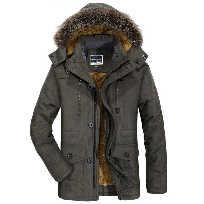 Veste parka homme chaude et confortable pour l'hiver, imperméable avec doublure polaire et capuche.