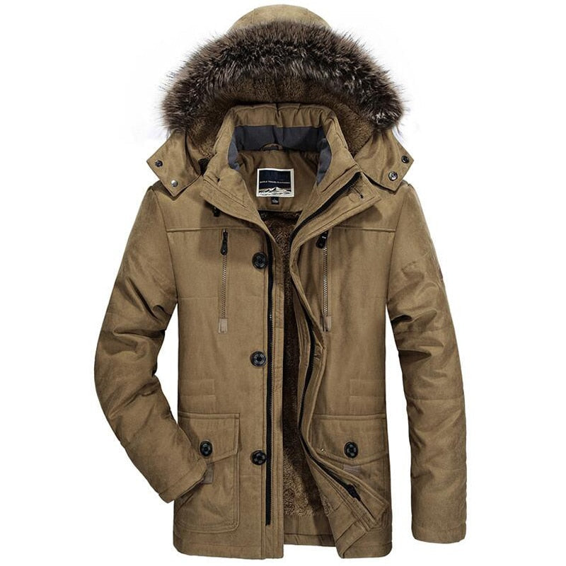 Parka hiver homme chaude, imperméable, avec doublure polaire pour protection optimale contre le froid.