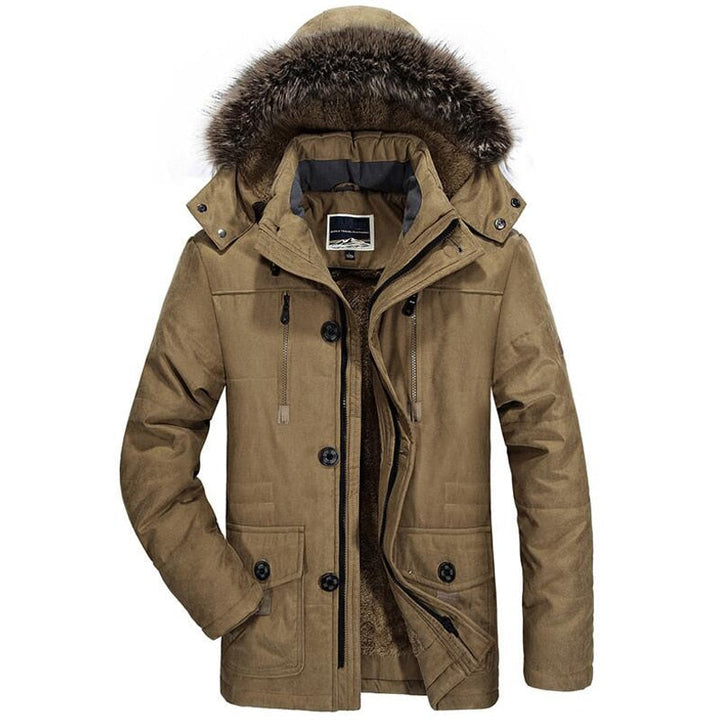 Parka hiver homme chaude, imperméable, avec doublure polaire pour protection optimale contre le froid.