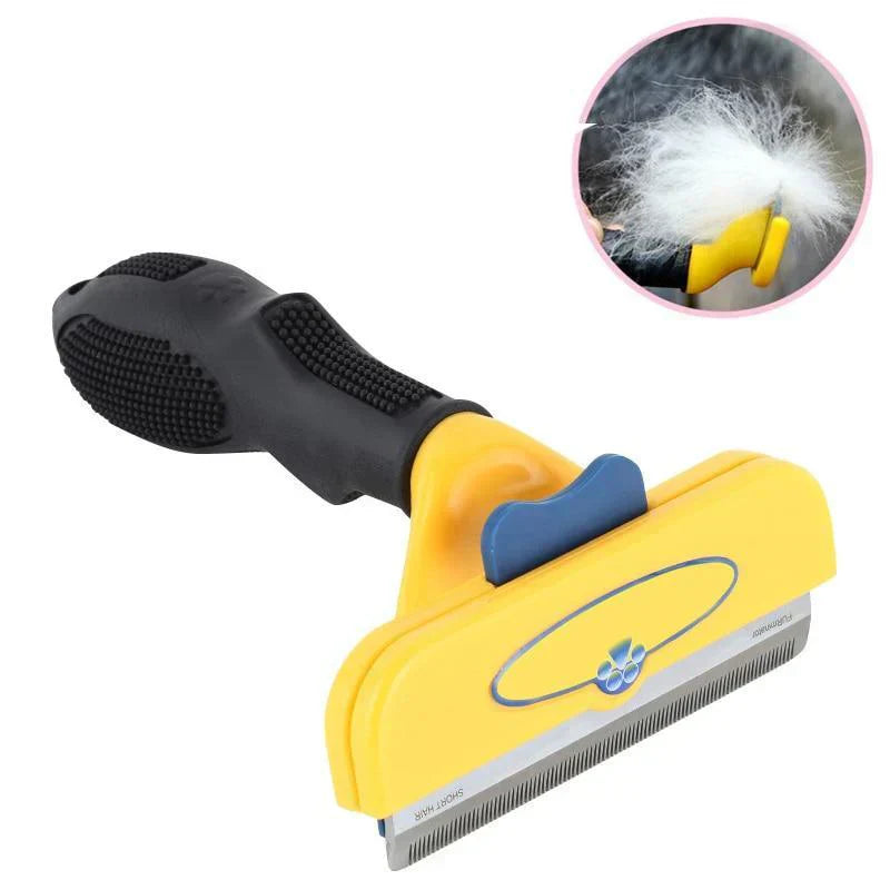 Peigne anti-puces et lentes pour chiens et chats, dents arrondies, design ergonomique, toilettage efficace et doux.