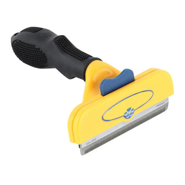 Peigne anti-puces et lentes pour chiens et chats, dents arrondies, design ergonomique, toilettage efficace et doux.