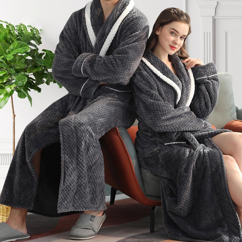 Peignoir unisexe molletonné, style kimono. Très chaud et confortable pour l'hiver. Robe de chambre cocooning.