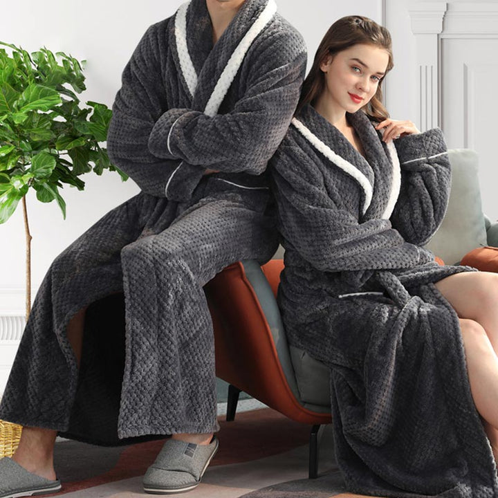 Peignoir unisexe molletonné, style kimono. Très chaud et confortable pour l'hiver. Robe de chambre cocooning.