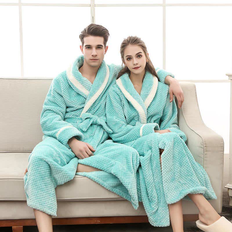 Peignoir en molleton unisexe, style kimono. Chaud et douillet pour l'hiver. Robe de chambre confortable.