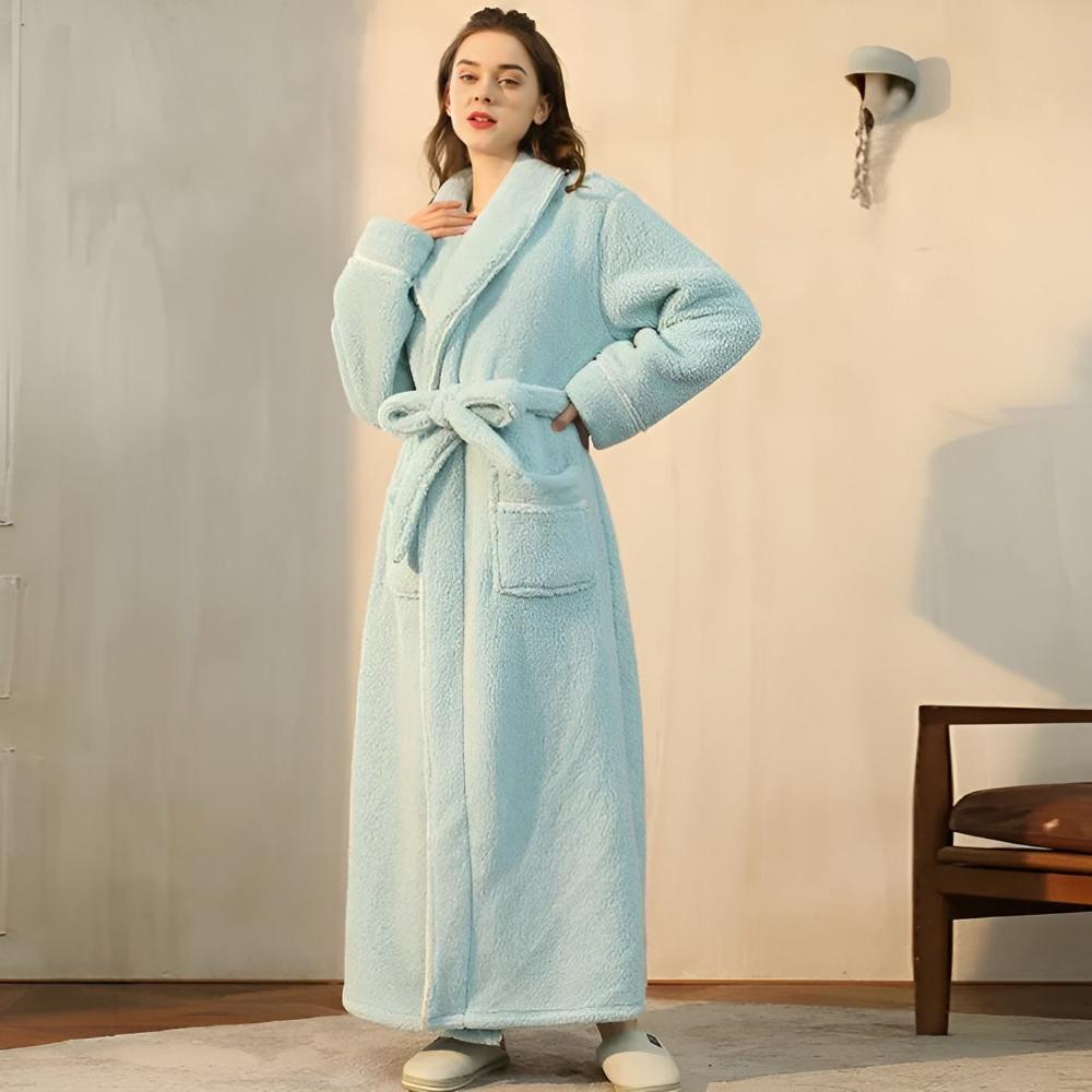 Peignoir sherpa unisexe, une robe de chambre confortable et douillette pour elle et lui. Parfait hiver.
