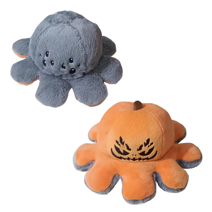 Peluche pieuvre réversible multicouleur, amusante et douce, change de visage heureux à triste pour indiquer votre humeur.