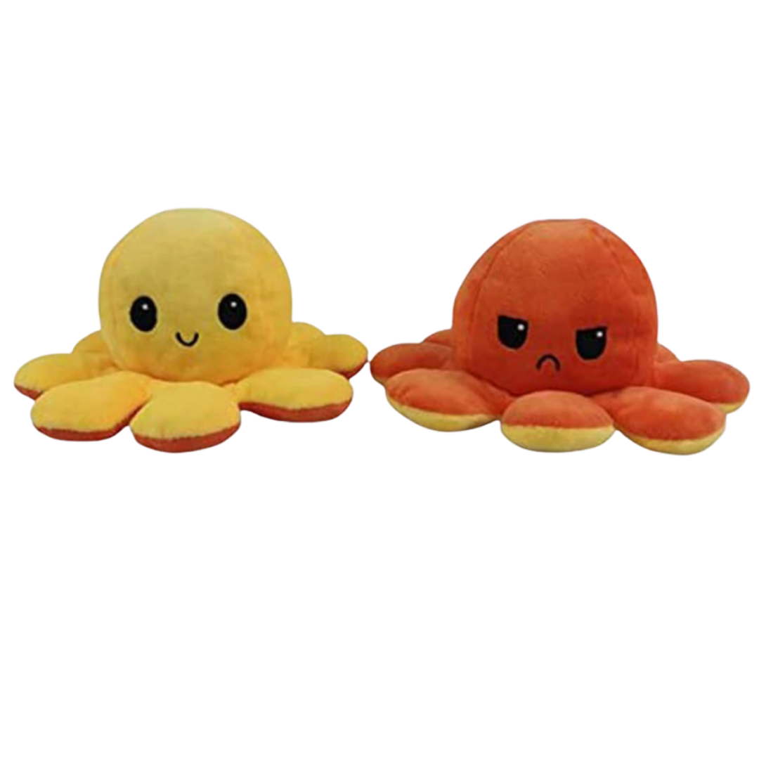 Peluche pieuvre réversible multicouleur, amusante et douce, change de visage heureux à triste pour indiquer votre humeur.