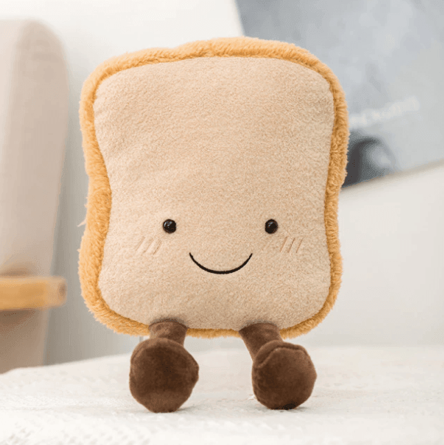 Peluches gourmandes : brezel, croissant, pain. Jouet doux et adorable pour enfants.