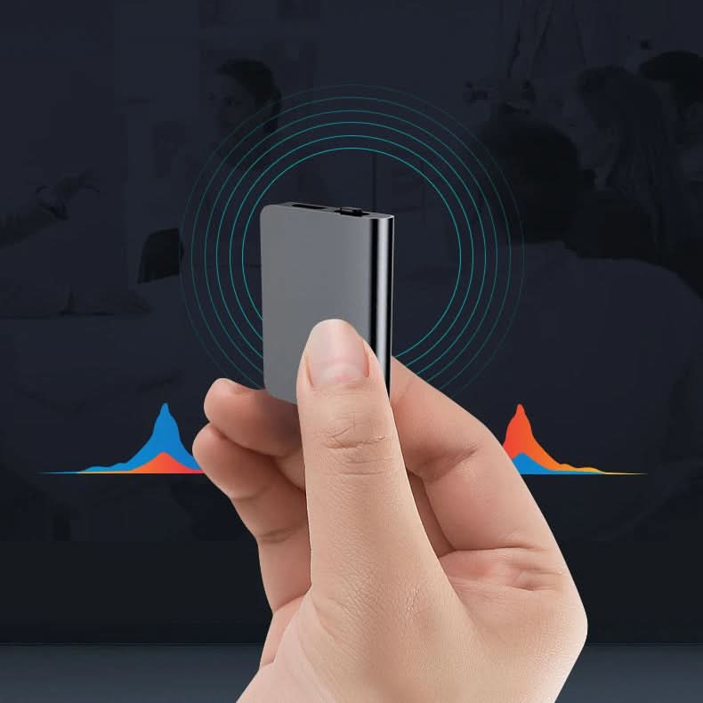 Dictaphone numérique compact, enregistreur audio portable avec grande autonomie pour interviews et conférences.