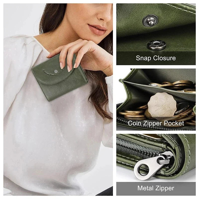 Plusieurs petits porte-cartes femme en cuir de couleurs variées : noir, rouge, marron, bleu.