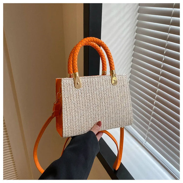 Sac à main compact tressé, élégant et léger pour femme, parfait accessoire estival.