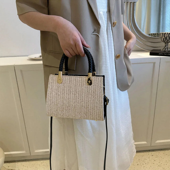 Sophistiqué petit sac bandoulière tressé pour femme, idéal pour l'été et les sorties élégantes.