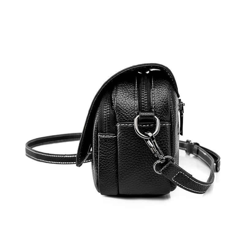 Sac bandoulière noir pour femmes, design élégant et compact, parfait pour le quotidien