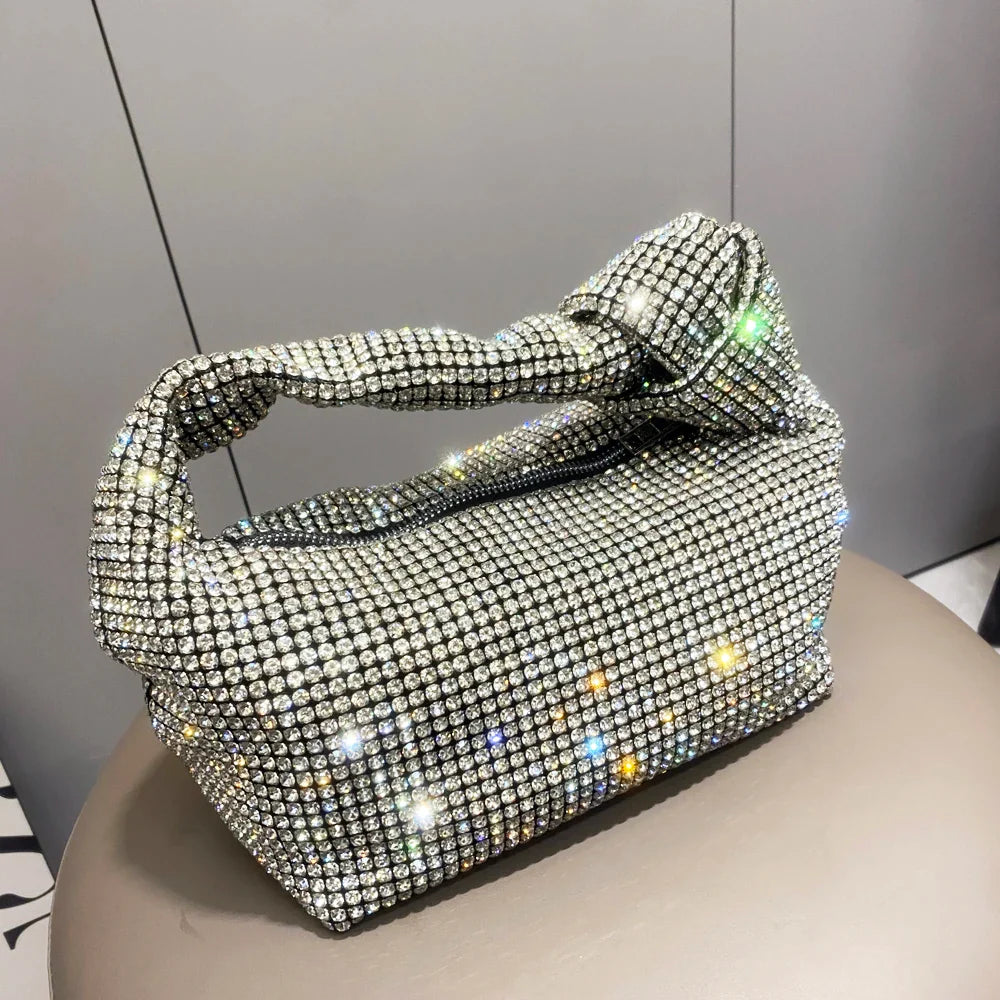 Petit sac de soirée scintillant pour femmes, pochette élégante avec strass, idéal pour mariage, fête