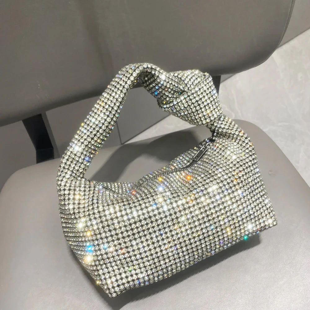Sac à main scintillant pour femme, pochette de soirée brillante avec strass, accessoire élégant