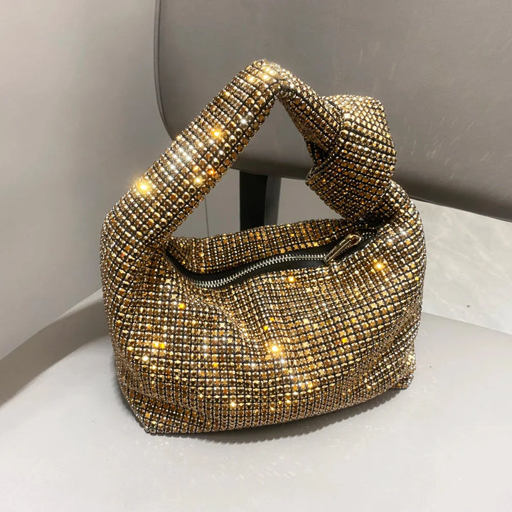 Sac à main élégant pour femme, pochette scintillante avec strass, parfaite pour un look de soirée
