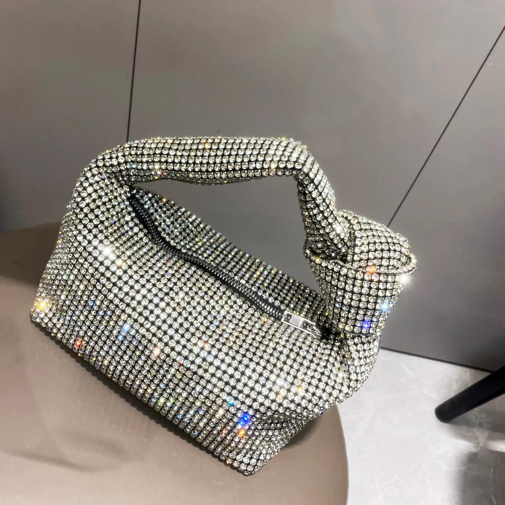 Pochette de soirée pour femme, sac à main scintillant orné de strass, accessoire de mariage