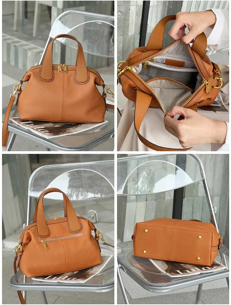Gros plan sur le cuir fendu gris beige d'un petit sac à main bandoulière femme, texture élégante.