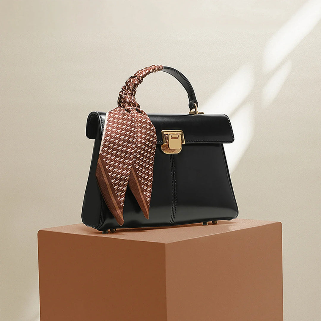 Petit sac à main carré en similicuir noir pour femmes, accessoire élégant et chic