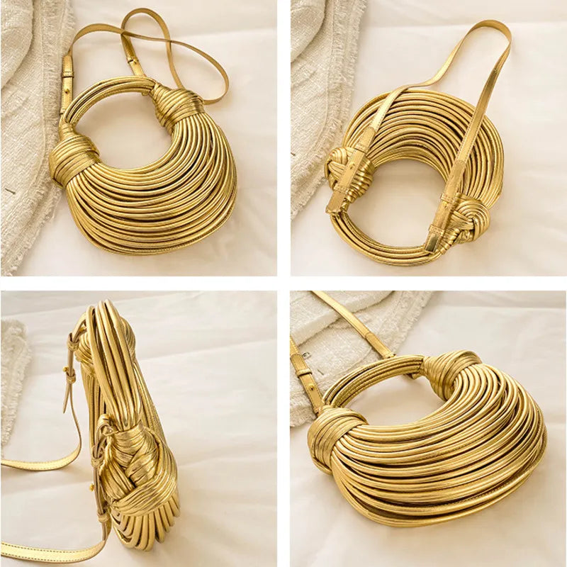 Sac bandoulière doré pour femme, polyvalent et chic, parfait comme petit sac ou pochette pour vos sorties.