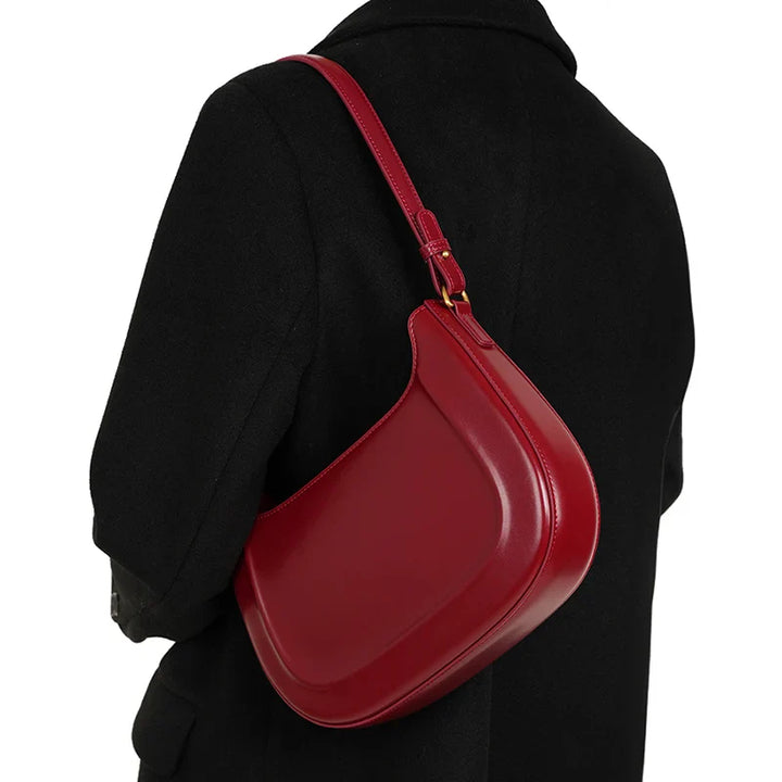 Petit sac à main en cuir noir pour femmes, bandoulière ajustable, look élégant et moderne