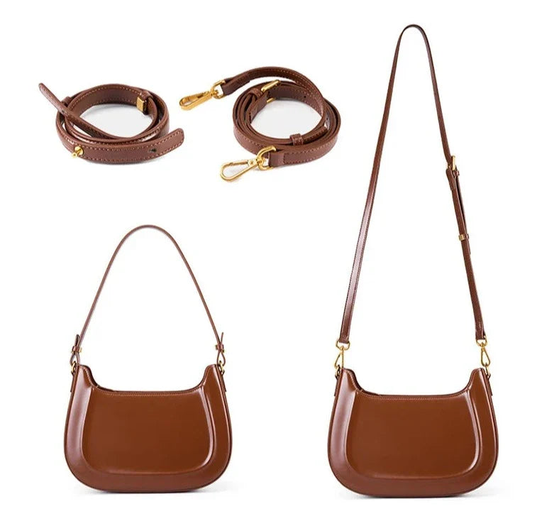 Sac bandoulière en cuir souple pour femme, taille compacte, accessoire de mode intemporel