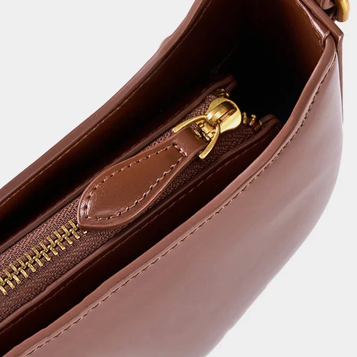 Petit sac à main en cuir marron vintage, pour femmes, avec fermeture éclair, mode féminine