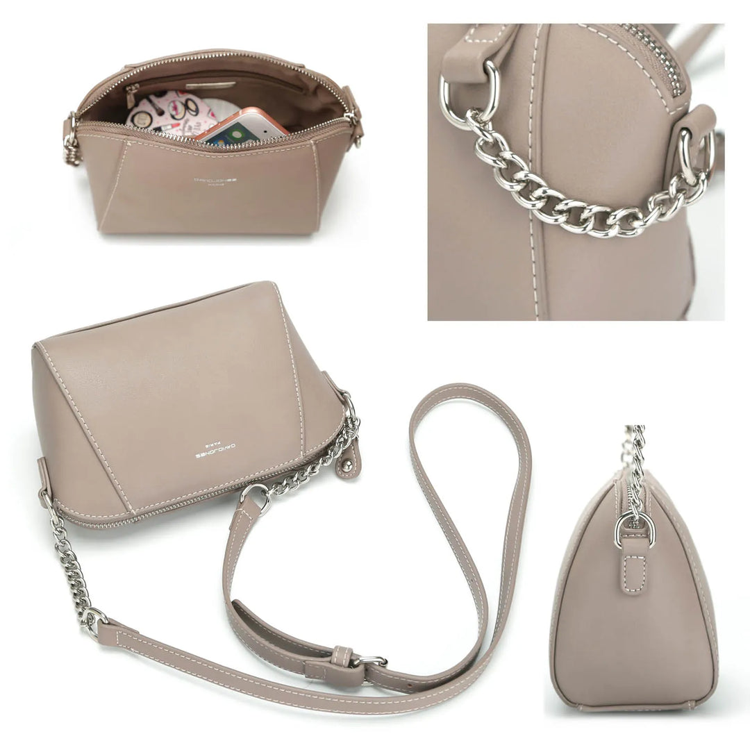 Sac à main femme compact en cuir PU, bandoulière ajustable, idéal pour soirée ou journée.