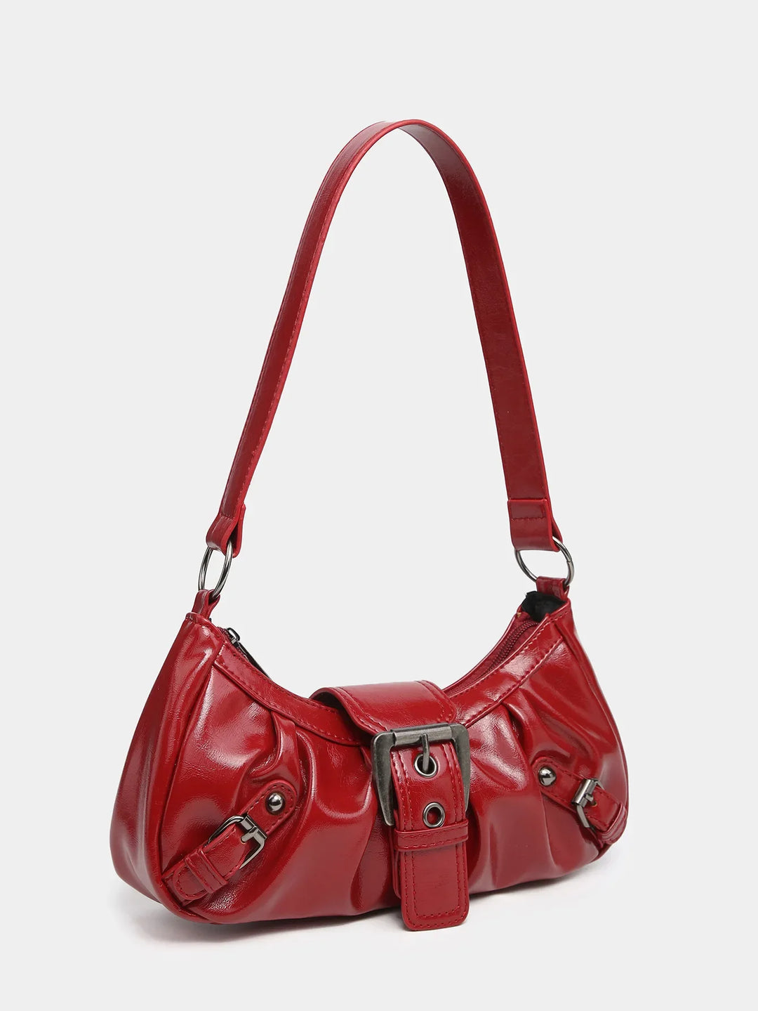 Petit sac à main rouge audacieux en cuir PU, parfait pour femme élégante, soirée ou accessoire tendance.