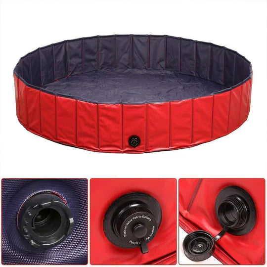 Piscine pliable pour chien, rafraîchissante et robuste. Idéale jardin extérieur.  Facile à ranger.