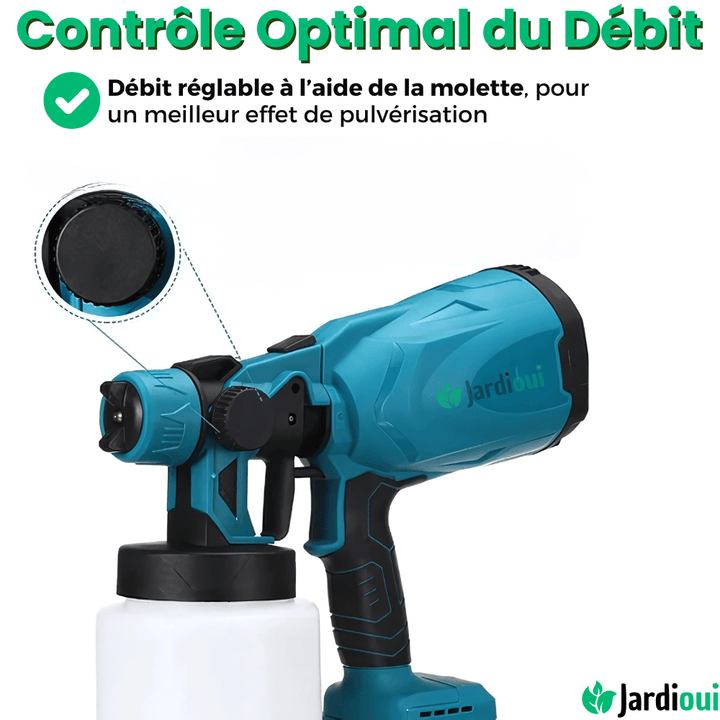 Pistolet peinture électrique sans fil.  Pulvérisation rapide et efficace. Idéal DIY et pro.
