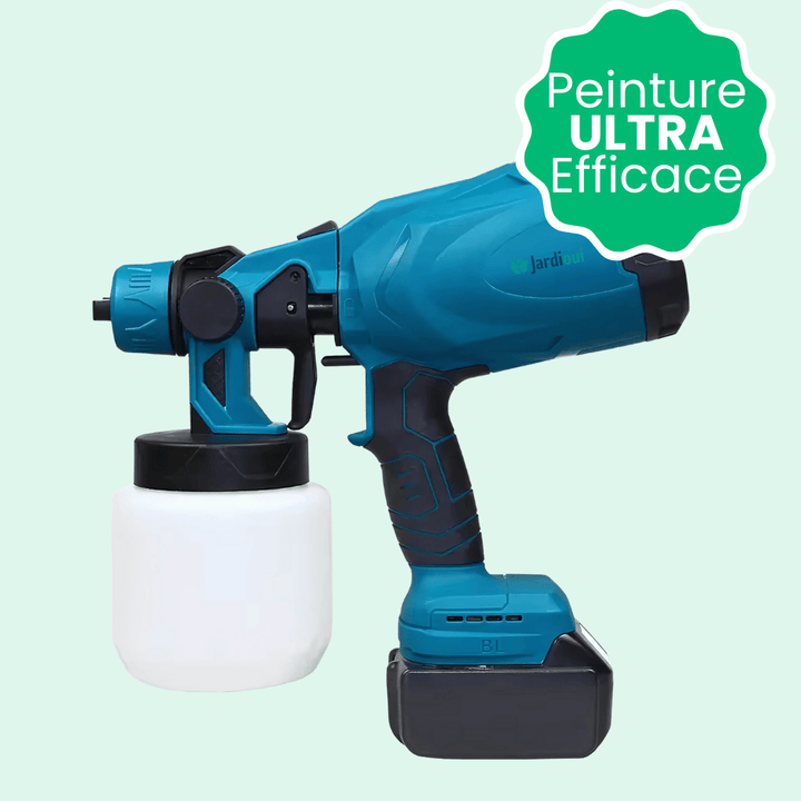 Pistolet peinture électrique sans fil.  Pulvérisation rapide et efficace. Idéal DIY et pro.
